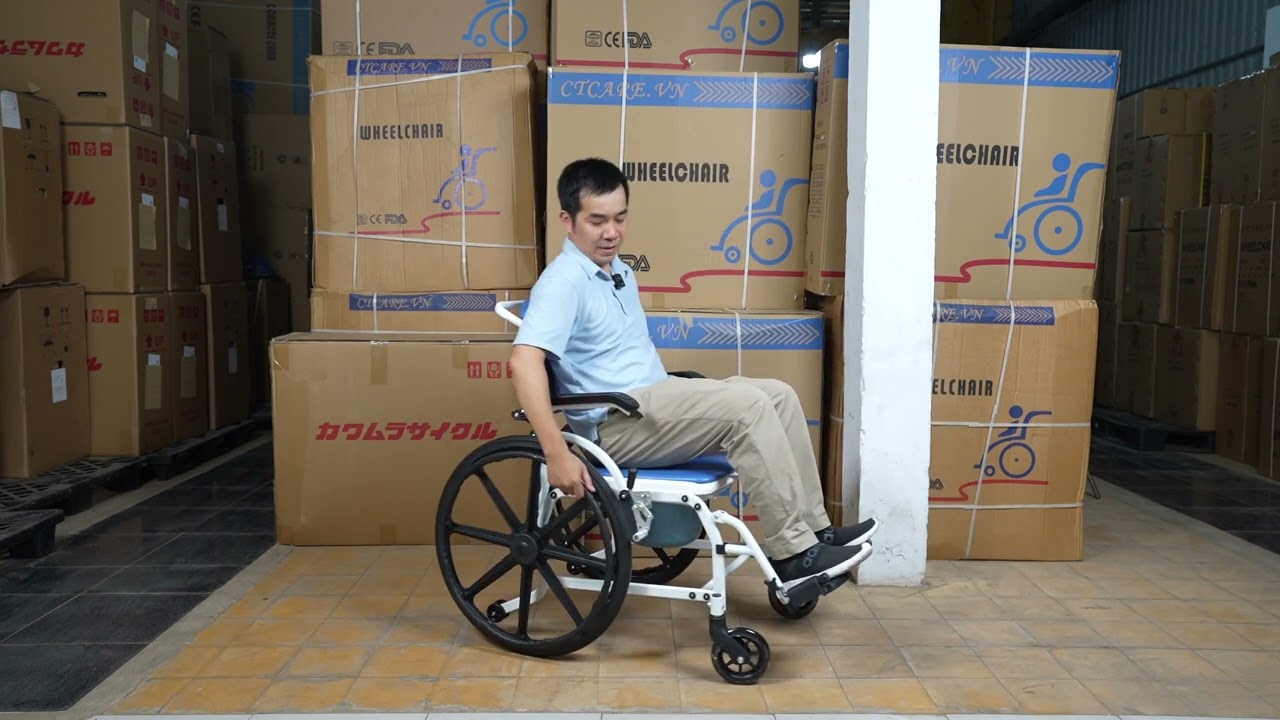 Xe lăn tắm 606BL (tắm, đẩy, bô vệ sinh) - Xe Lăn CTcare